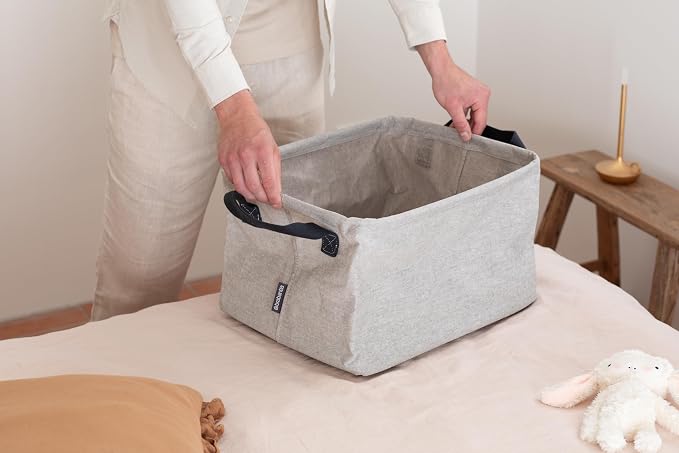 Brabantia - Foldable Laundry Basket - Compact Storage Box - Water Resistant Coating - Multi-Functional - Laundry Hamper - Bathroom - Collapsible - Grey - 9 Gal - Image 6
