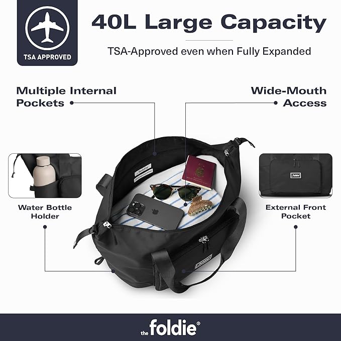 The Foldie Foldable Travel Bag for Women - 40L Weekender Bag with Multiple Pockets - Carry On Expendable Travel Bag - Image 3