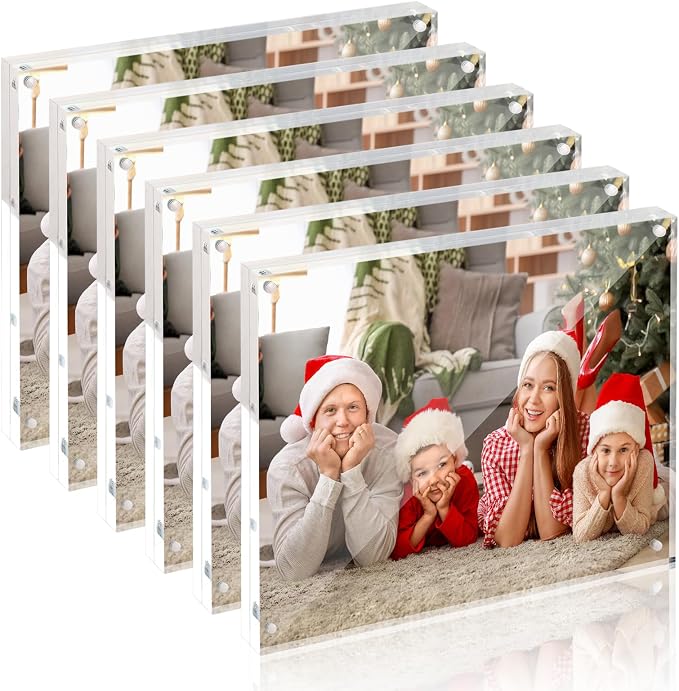 SYNTRIFIC 8x10 Acrylic Frames 6 Pack 20mm Thicker Freestanding Lucite Frame | Clear Lucite Frames, Stand on Desk, Horizontal and Vertical, Frameless, Floating Effect Photo Display by SYNTRIFIC