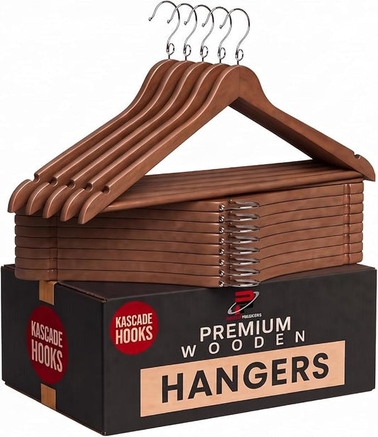 Proman Products Kascade Space Saving Wooden Hangers Clothes Hangers 50 Pack | Kascade-style cascading design saves closet space and lets you customize your wardrobe organization in a natural wood finish. by PromanProducts