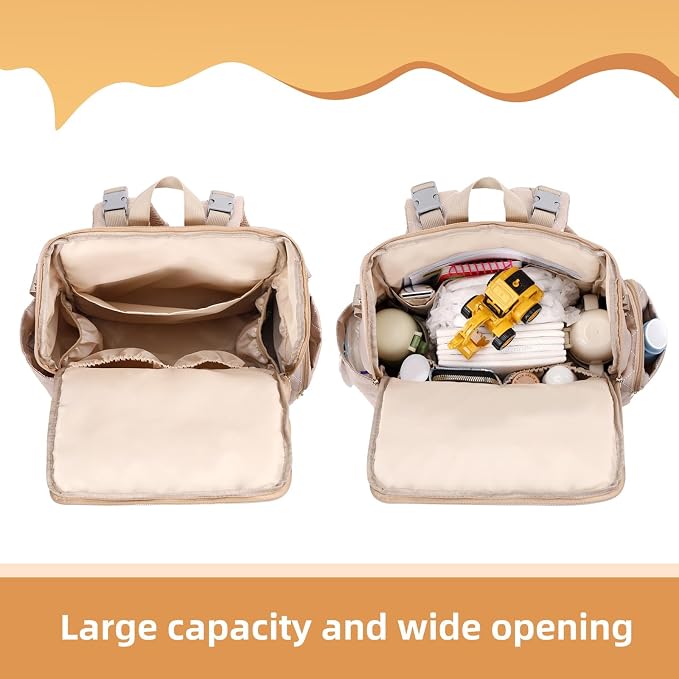 Stylish Baby Diaper Bag, Baby Bag with Changing Pad, Pacifier Case& Stroller Straps, Large Diaper Backpack Boy Girl, Water Resistant Travel Diaper Backpack（Pink） - Image 3