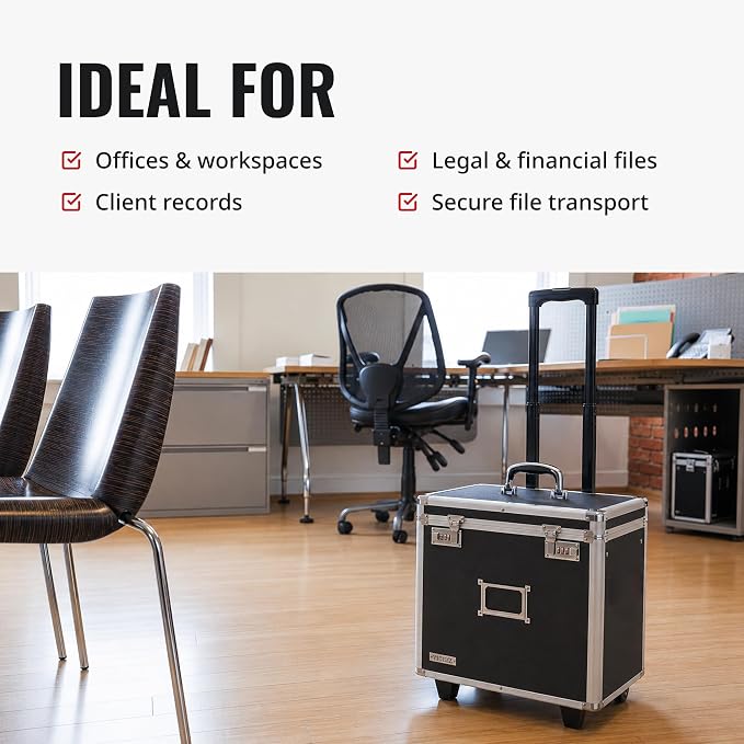 Vaultz Locking Mobile Business Case, Legal Size, Black, 14.5 x 13.5 In | Key lock securely closes case for documents on the go, legal-size interior fits letter and legal paperwork, durable case - Image 5