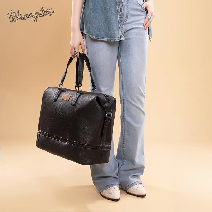 Wrangler Travel Duffel Bag Carry On Overnight Bag with Shoe Compartment Weekender Bag for Women WG253-5110BK - Image 7
