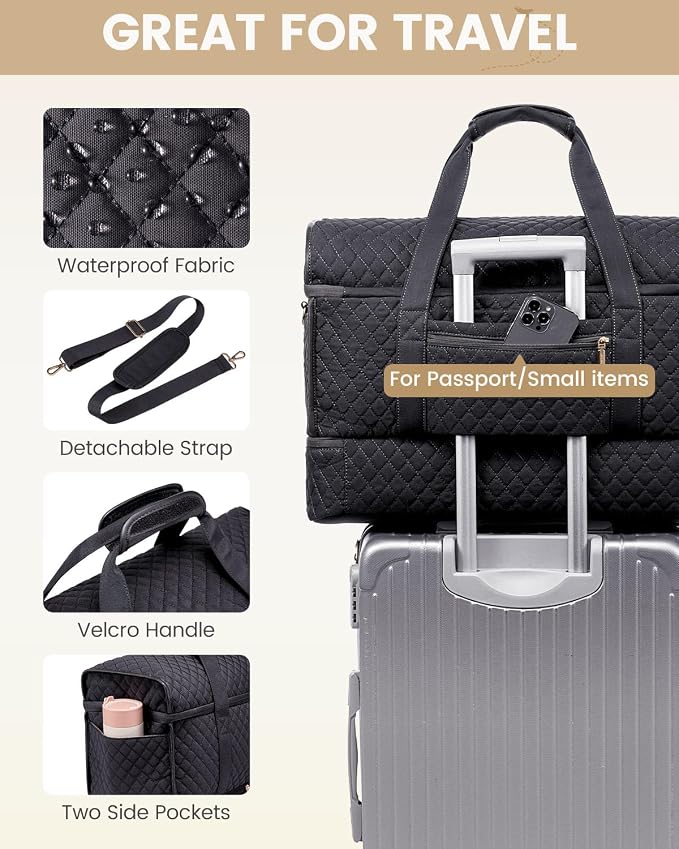LOVEVOOK Large Travel Duffle Bag, Weekender Bags for Women With Shoe Compartment, Overnight Hospital Bag For Women Labor Delivery, Carry on Bag Personal Item Travel Bag, Yoga Gym Duffel Bag - Image 5