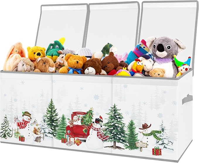 Large Toy Box Collapsible Chest Organizer with Flip Lid for Kids | Oxford Storage Box with Handle for Boy Girl Sturdy Waterproof Organizing Decor for Bedroom Playroom Nursery 37.7×12.5×15.7'' by Decalsweet