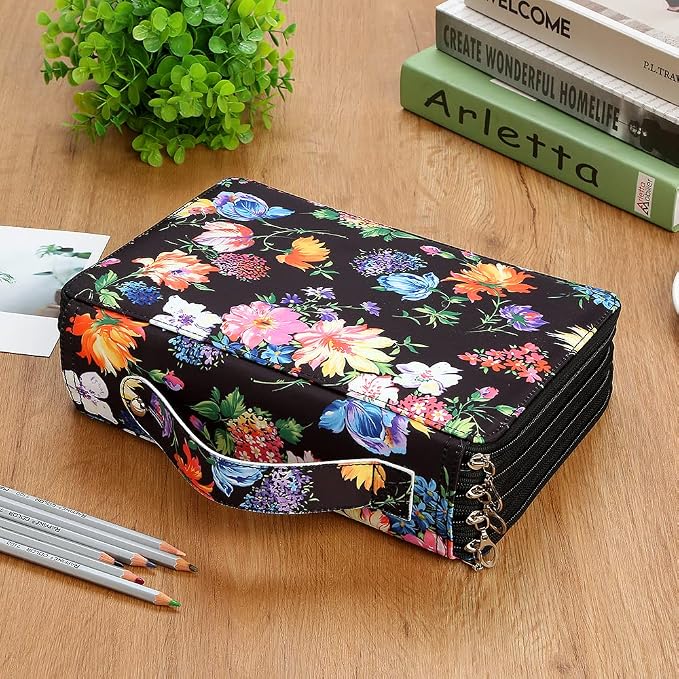 200 Slots Colored Pencil Case Organizer, 4 Layer Bag | Twill Oxford fabric,203 elastic loops,detachable handle,for travel, home storage,drawing tools,creative gifts - Image 6