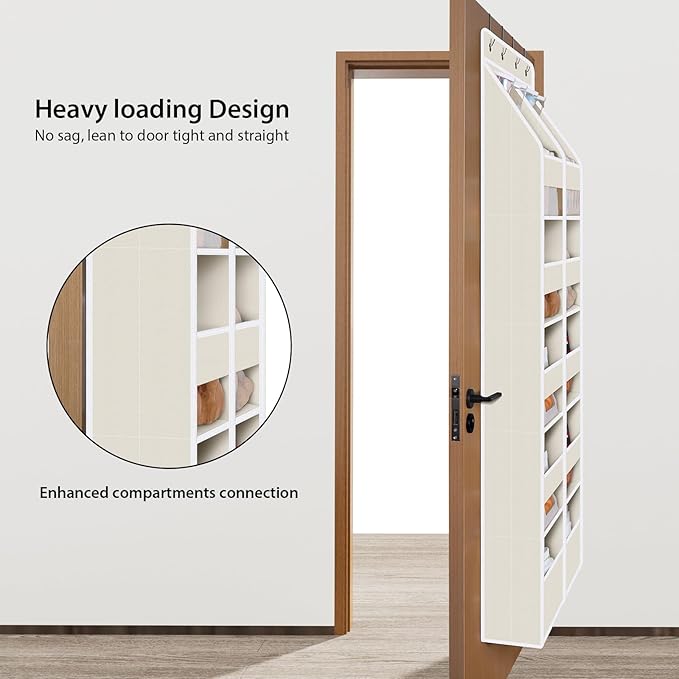 Univivi Upgraded Over the Door Organizer for Baby Nursery, Beige, 6-Shelf | Fabric Behind Door Storage with Clear Window Deep Pockets, Over Door Hanging Organizer for Baby Essential, Bedroom, and Dorm - Image 2