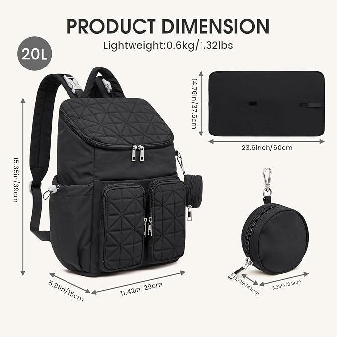 G4Free Diaper Bag Backpack for Moms Dads Travel Baby Bag with Pacifier Case & Insulated Pockets,Black - Image 7