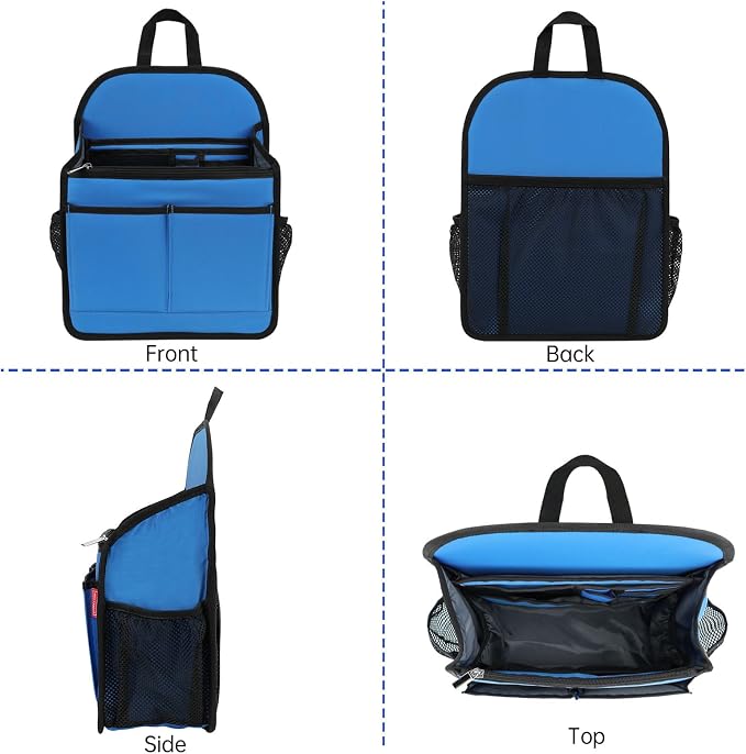 DELTAMANN Large Premium Wider Rugged Backpack Organizer Insert for Men Women Work Travel -19 Pockets, Padded Nylon-Blue - Image 8