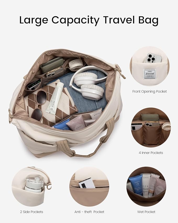 LOVEVOOK Travel Duffle Bag,Weekender Bags for Women with Shoe Compartment，Carry on Overnight Bag with Toiletry Bag,Gym Duffel Bag with Wet Pocket, Hospital Bags for Labor and Delivery - Image 2