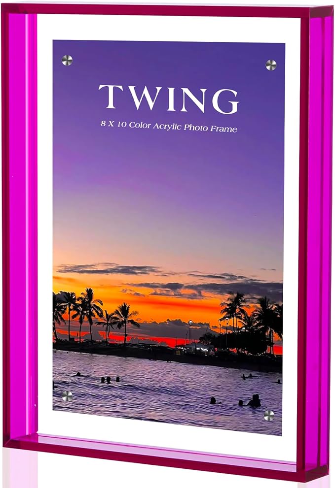 8x10 Picture Frame Magnetic Colored Acrylic Photo Frame Self Standing | Wall Mounting/Tabletop Display, Purple Floating Picture Frame, 8x10/8x8/6x8, Horizontal and Vertical Formats (1 Pack) by TwingRepublic