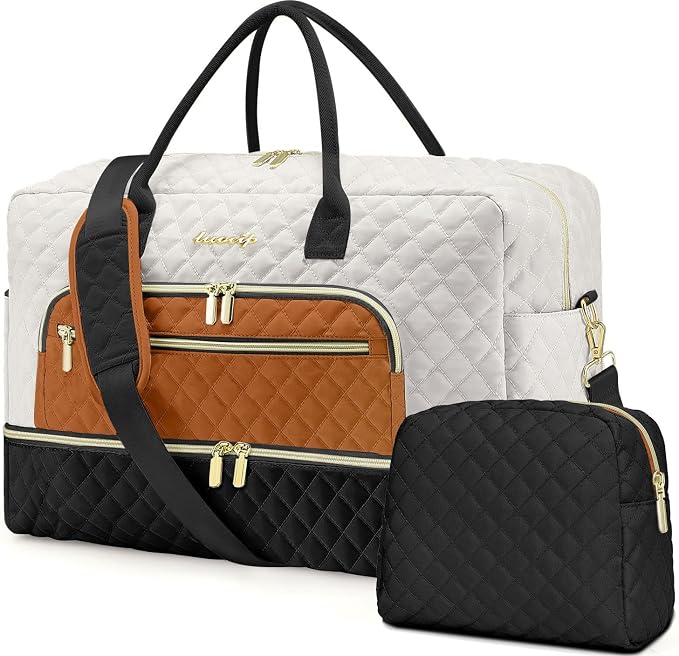 Travel Duffle Bag Weekender for Women - Carry-On Overnight Bag Personal Item Bag with Shoe Compartment & Wet Pocket Large Weekend Tote Bags with Toiletry Bag Hospital Bags for Labor and Delivery by LUOCIP