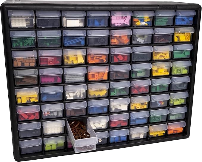 Akro-Mils 64-Drawer Plastic Storage Cabinet, 20-Inch W x 6-Inch D x 16-Inch H | Black | Model 10164 | Garage Organization - Image 12