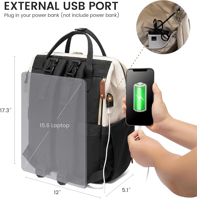 LOVEVOOK Diaper Bag Backpack, Baby Bag with Changing Station, Large Diaper Backpack for Mom Dads, Waterproof Mommy Bag for Boy and Girl, Travel Essential Baby Shower, Black-Beige - Image 5
