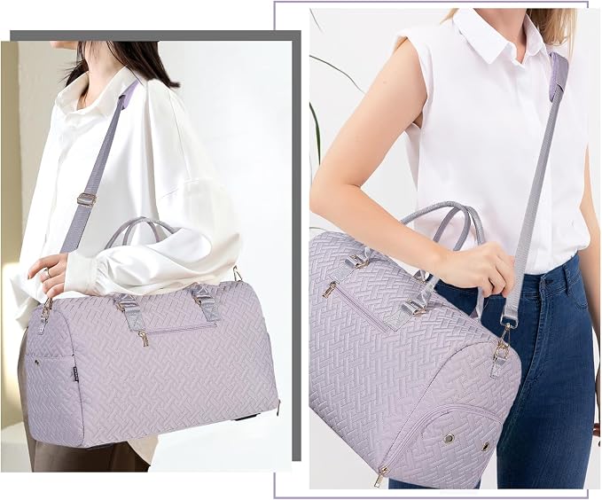 Duffle Bag for Travel, Weekender Bag with Shoe Compartment, Carry On Overnight Bag for Women with Toiletry Bag, Gym Bag with Wet Pocket, Hospital Bags for Labor and Delivery Beige - Image 6