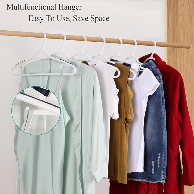Plastic Hangers 50 Pack - Non Slip Clothes Hangers,Holds up to 18 lbs, Slim Space Saving Hangers for Suit,Dress,t Shirts,Blouse,Coats, Pants (White) - Image 7