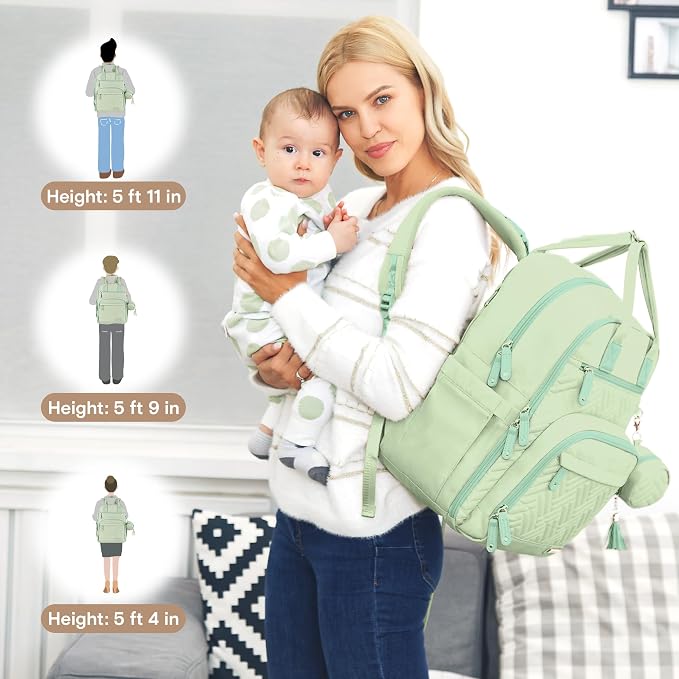 iniuniu Baby Diaper Bag Backpack, 4 in 1 kit Large Capacity Travel Backpack | Waterproof Backpack for Moms Dads,Travel Backpack with Pouch,Washable Changing Pad, Baby Essentials - Image 8