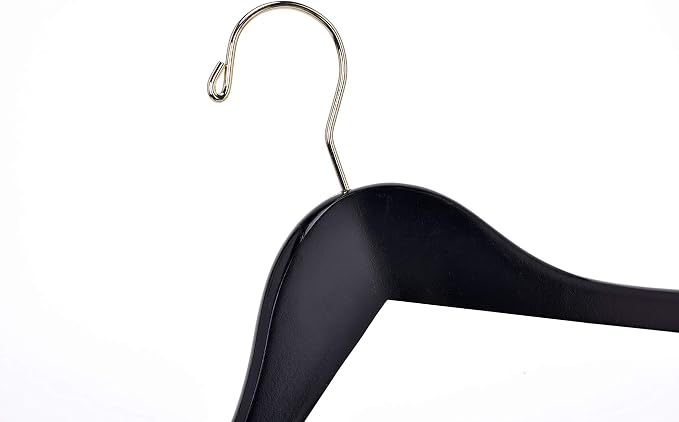 Quality Hangers Quality Wooden Skirt Hangers with Clips 80-Pack Black Pants Adjustable Gold Metal Clips, Swivel Hook, Coat, Jacket, Blouse Suit (Black - 80) 17.5'' - Image 8