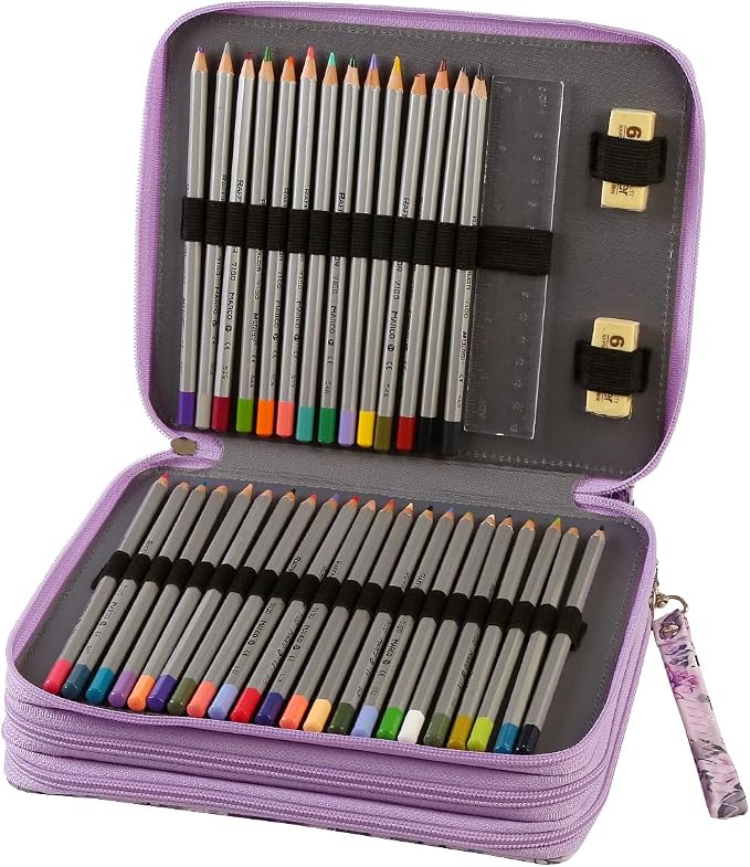 120 Slots Colored Pencil Case Organizer, 3 Layer Bag | Twill Oxford fabric, 127 elastic loops, detachable handle, for travel, home storage, drawing tools, creative gifts - Image 3