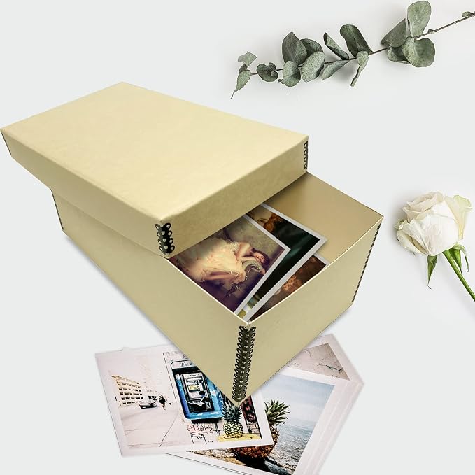 Lineco Archival Photo Card Box, Museum-Quality Storage, 4x6x12 Inch, Tan | Acid-Free with Removable Lid, Metal-Edge Corner, Bulk Storage and Preservation for Negatives, Prints, Films, Photos, Snapshot - Image 7