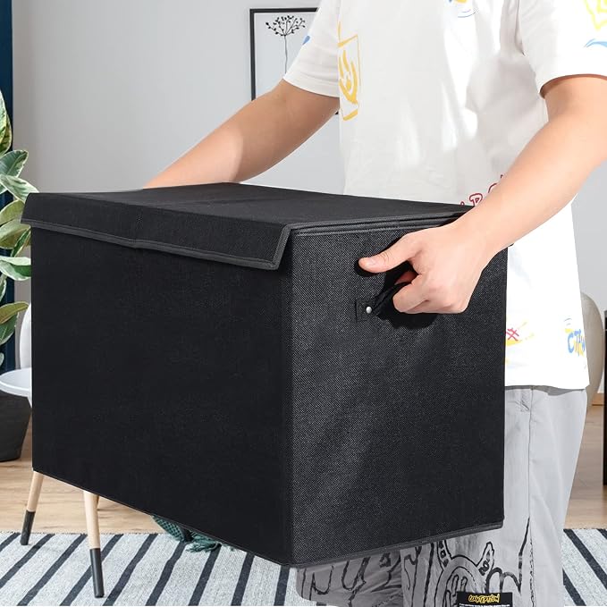 122L Large Toy Box Chest Storage with Lid, Collapsible Kids Toy Storage | Toy Chest with with Removable Divider for Kids, Boys, Girls, Nursery, Living Room, Bedroom, 26"x17" x17" (Linen Black) - Image 5