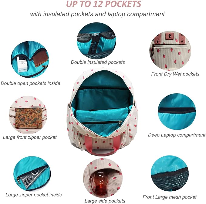 Diaper Bag Backpack Corduroy Multifunction Baby Fashion Travel Pack office Laptop Bag - Image 4