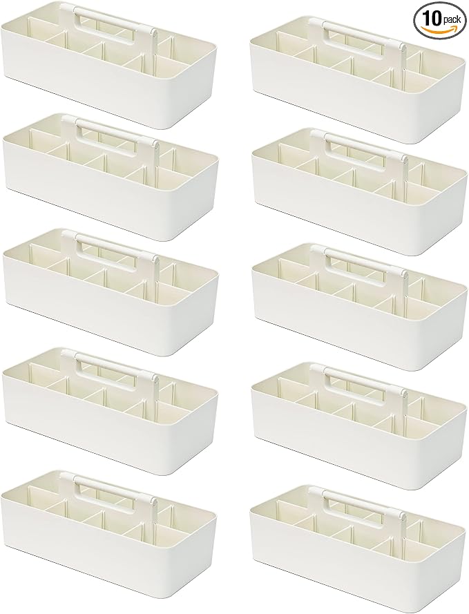 -Large Portable Caddy, DIY Dividers, 8 Compartments, School Office Supplies Home Business Organizer,Portable Basket with Handle Storage Organizer Modern Made in USA (10 PACK, Ivory) by EnjoyOrganizer