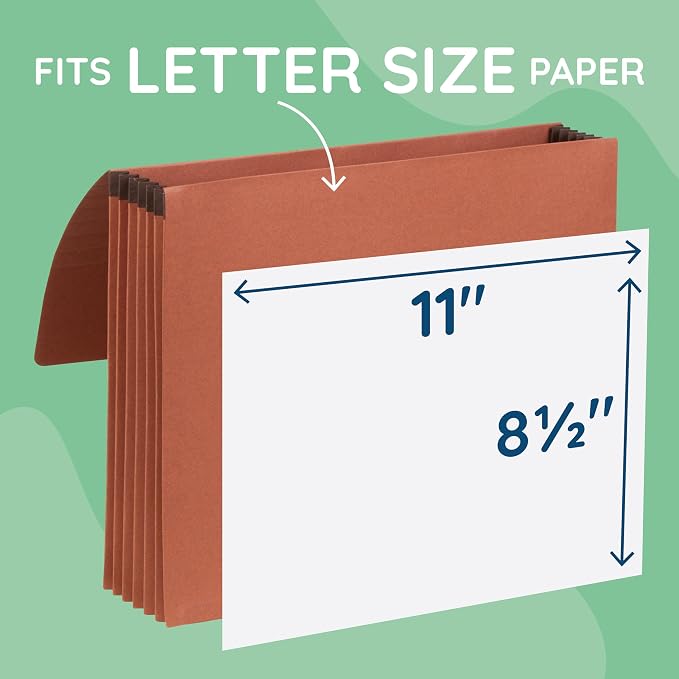 Blue Summit Supplies 10 Redrope Expanding File Wallets, Letter, 5.25" Brown | 5.25 in expansion, elastic string closure, for documents, receipts, and travel filing - Image 3
