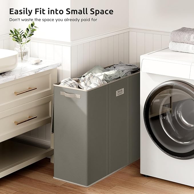 SOLEDI 180L 3-Section Laundry Hamper with Lid, Extra Large Dirty Clothes Basket with Sturdy Handles for Laundry Room & Bedroom - Durable Organizer for Sorting Laundry - Image 5