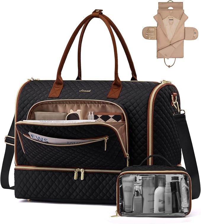 LOVEVOOK Convertible Travel Duffle Bag for Women Men, Garment Bag for Travel, Quilted Overnight Weekender Carry On Duffel Bags for Airplane, Suit Bags for Trip, Business by LOVEVOOK