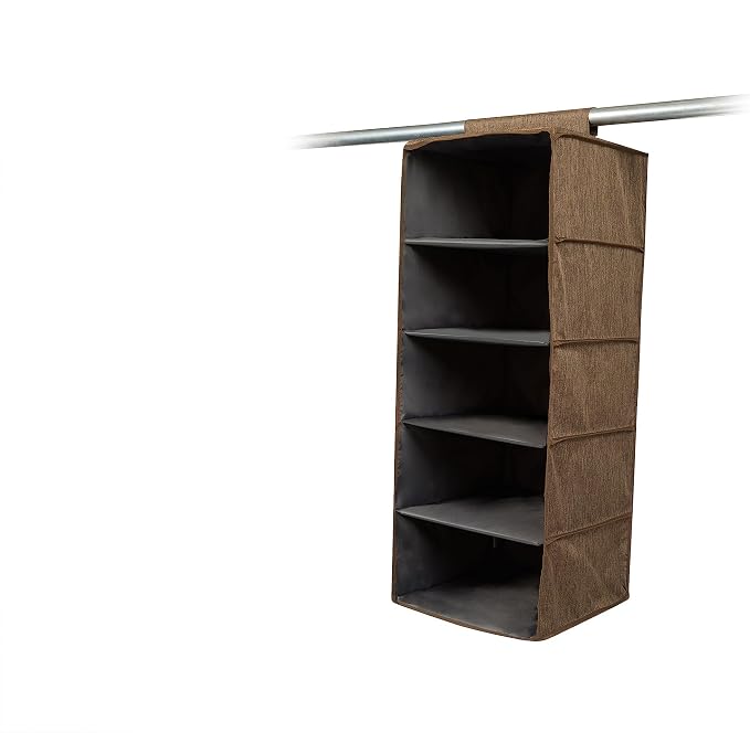 Covermates Hanging Closet Organizer, 13.5"W x 13.5"D x 34"H, Brown Heather | durable polyester construction, label window, 3-year warranty by Covermates