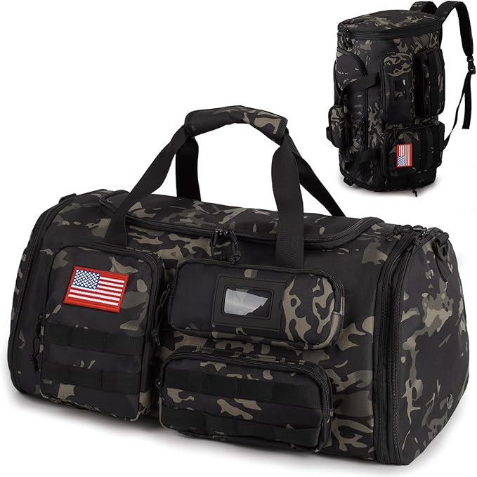 Expandable Gym Bag for Men,Tactical Large 3-in-1 Travel Duffle Backpack Bag | Water-Resistant Sports Bag With Shoes Compartment,Multi-Functional Travel Duffel Bag For Weekend, Overnight, Workout,Camping by ATRIPACK