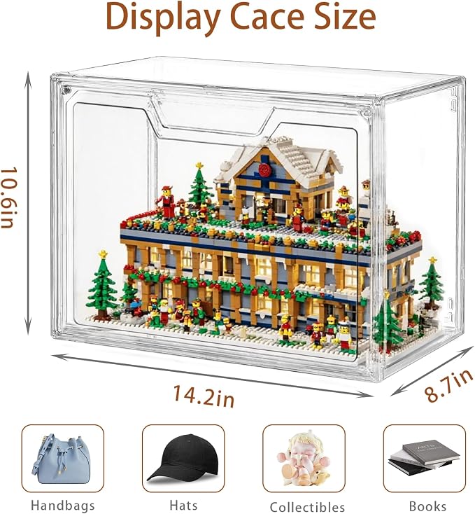 Freebat Stackable Storage Organizers, Clear Acrylic Display Case, 9-Pack Acrylic Boxes with Lids, Clear Storage Containers Storage for Handbags, Collectibles & Figures - Image 4