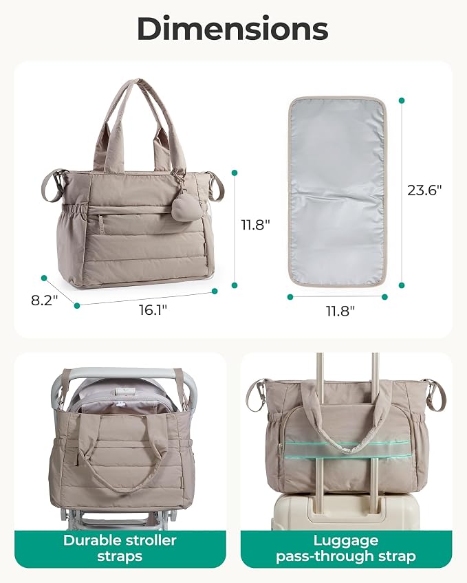 BAGSMART Diaper Bag Tote, Hospital Bag for Labor Delivery Travel Baby Tote | Lightweight Puffy Maternity Bag, Changing Pad & Pacifier Case, Large Capacity for Mom and Dad, Newborn Essentials - Image 5
