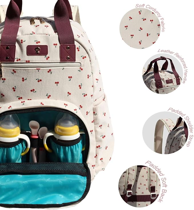 Diaper Bag Backpack Corduroy Multifunction Baby Fashion Travel Pack office Laptop Bag - Image 2