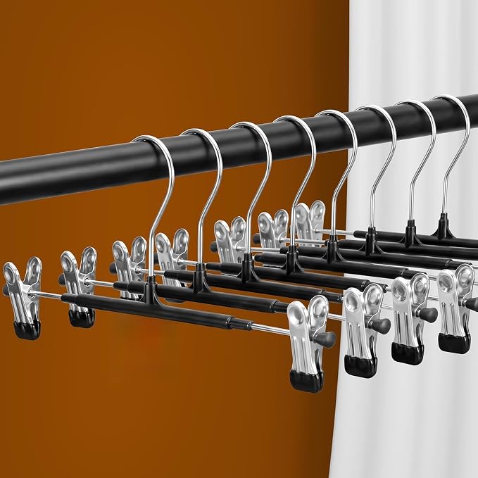 Pants Hangers with Clips,50 Pack Pants Hangers,Space Saving Jean Hanger,360° Swivel Hook Non-Slip for Skirt,Socks,Jeans by SOULNAMAN