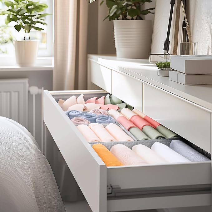 Drawer Organizer Clothes, 10 Pack Dresser Organizer for Baby Clothes, Underwear, Sock- Foldable Closet Organization and Storage Dividers Bins for Nursery, Bedroom (Grey) - Image 8