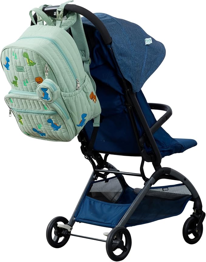 Large Diaper Bag Backpack with Changing Pad, Insulated Bottle Pockets, Travel & Hospital Bag for Mom & Dad (Large - Green Dinosaurs) - Image 5