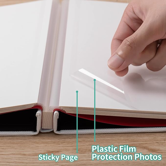 Large Photo Album Self Adhesive for 4x6 5x7 8x10 Pictures Magnetic Scrapbook Album 20 Sheets / 40 Pages Linen Cover DIY Photo Album with A Metallic Pen and and Plastic Board(White) - Image 4