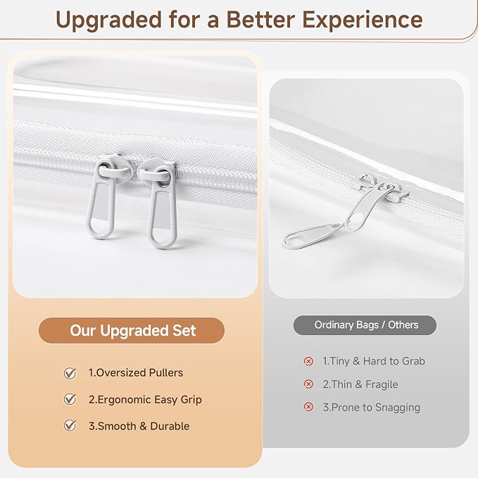 5 Pack Clear Hard Shell Zipper Case Diaper Organizer | 1.0mm Hard Shell, Upgraded Large Zipper Pulls, Clear Travel Pouches, Smooth Zipper Closure, Holds Shape - Image 5