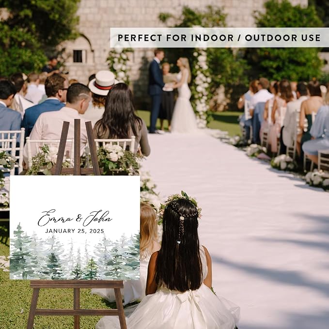 Andaz Press Custom Large Canvas Wedding Guest Book Alternative, 16 x 20 Inches, Misty Woodland Forest Trees Horizontal Boho Personalized Sign Our Canvas Guest Book Signs for Wedding Rustic Woodland - Image 5