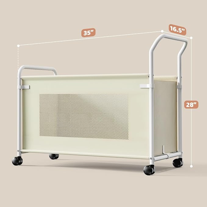 KEEGH Extra Large Toy Box for Kids, Heavy Duty Toy Storage Organizer, Beige | 180 L Capacity, 360° Rotating Wheels, Durable Fabric, Toy Bin for Boys and Girls, Toy Chest for Living Room, Nursery, Bedroom - Image 7