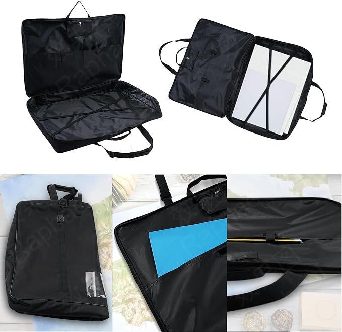 TreochtFUN Art Portfolio Bag 24 x 36.5 In - Large Artwork Case with Strap | Artist Portfolio with Tote & 7 Pockets - Organize Supplies Zippered Folder for Artwork, Posters, Paintings, Photography - Image 3