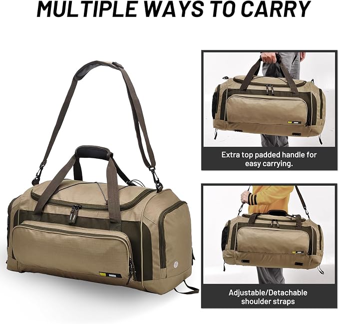 MIER Large Gym Bag for Men 60L Duffel Bag with Shoe Compartment | Lightweight & Durable Sports Duffles; Suited for Workout Fitness Travel Weekender; Water Resistant; Adjustable Shoulder Strap - Image 3