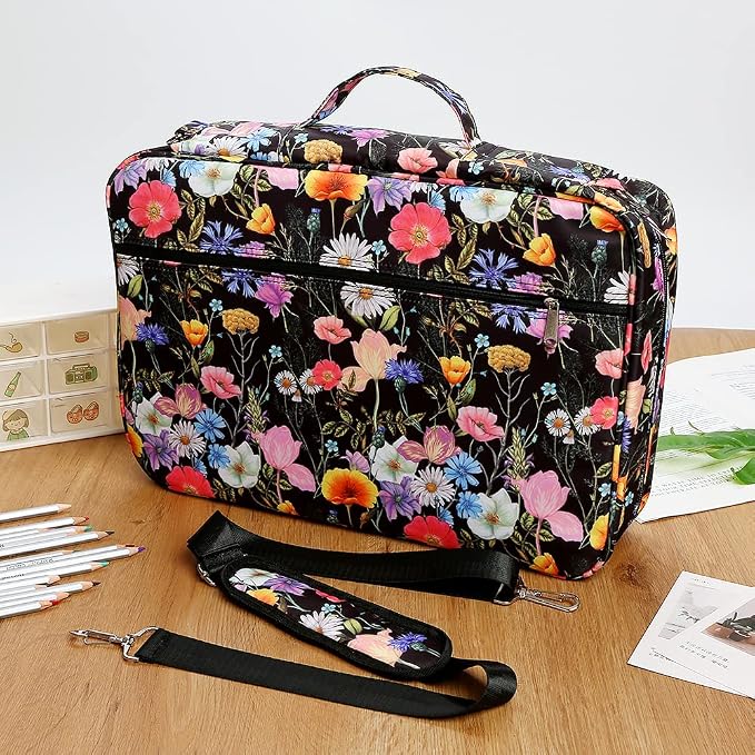 Lbxgap 480 Slots Colored Pencil Case w/Handle & Shoulder Strap | Large MultiLayer Watercolor Pen Bag w/Zipper Front Pocket for 480 Colored Pencils/320 Gel Pens to Artists, Painters - Image 7