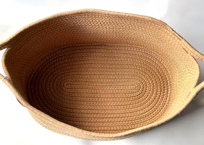 2Pack,Cotton Rope Basket,Woven Storage Basket,Toy Baskets,Baby Nursery toys, S 15.4 x 9.4 inches (39 x 24 cm) Yellow - Image 4
