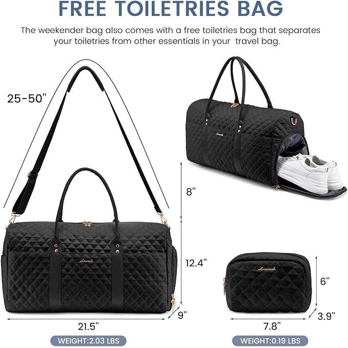 LOVEVOOK Travel Duffle Bag,Weekender Bags for Women Overnight Bag with Shoe Compartment, Carry on with Toiletry Bag,Duffel Bag with Wet Pocket,Hospital Bags for Labor and Delivery - Image 6