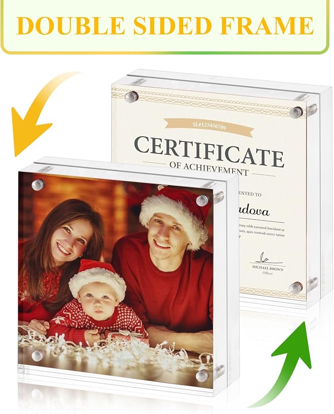 Boxalls 5x5 Acrylic Picture Frames - 5 Pack, Clear Frameless 5x5 Inches Photo Frames with Magnetic, Double Sided Transparent Desktop Frame(5 Pack) - Image 2