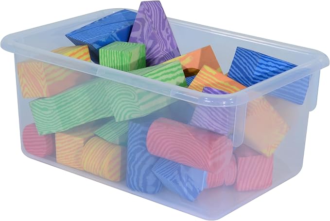 Wood Designs Cubby Storage Bin, Heavy Duty Plastic Containers for Kids Translucent Clear Cubby Tray Set of 10 - Image 3
