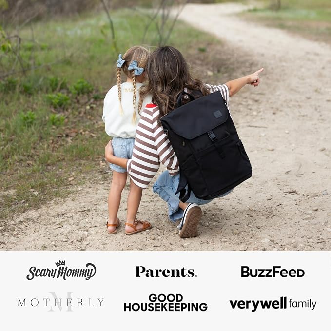 Huhu Diaper Bag Backpack – Large Baby Bag for Moms & Dads – Water-Resistant, Unisex Travel Kit for New Parents – Includes Changing Pad and 2 Organizer Pouches (Midnight Black) - Image 4